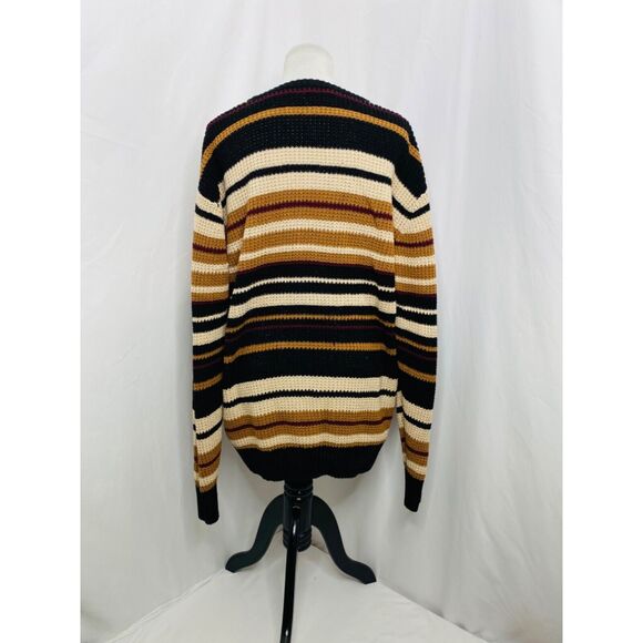 Carbon Men’s Sweater Multicolor Striped Open Knit Crewneck Size XXL - Picture 3 of 6